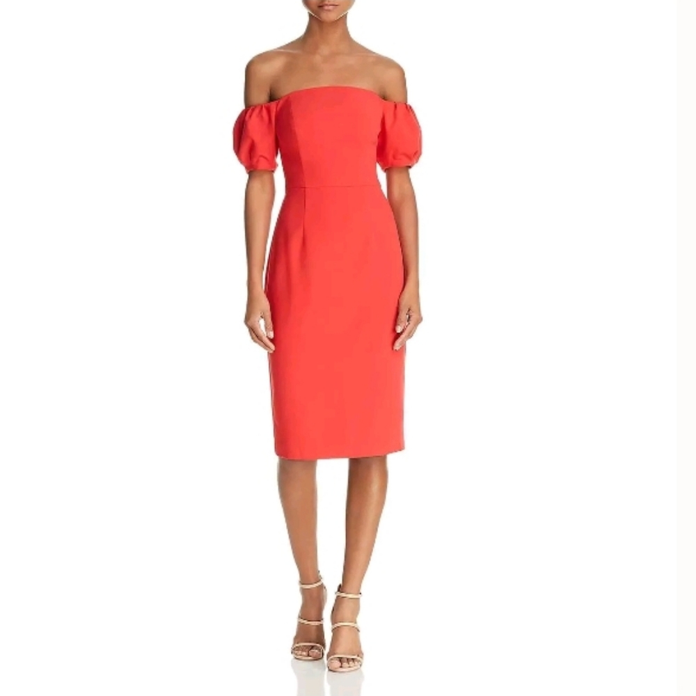 $345 Black Halo Womens Off Shoulder Sheath 0 XS - Picture 1 of 2